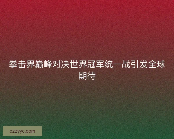 拳击界巅峰对决世界冠军统一战引发全球期待